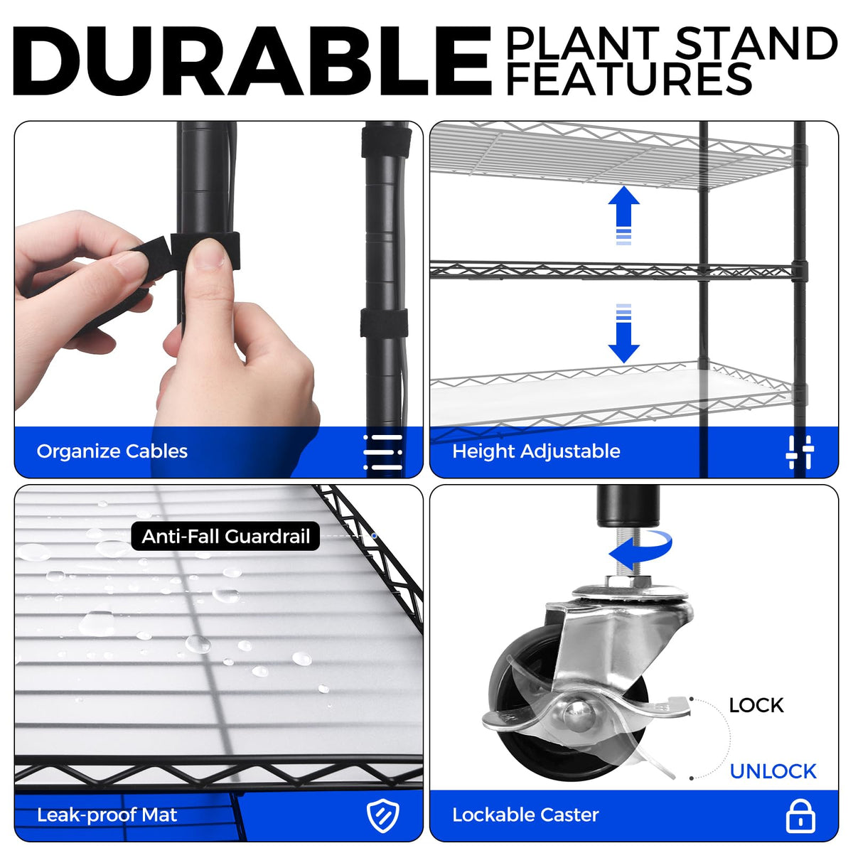 CX91 5-Tier Plant Stand with Grow Lights for Indoor Plants, Metal Plant Shelf Display Rack with 1.6FT 25W(Per Light) Full Spectrum Plant Lights for Indoor, Balcony, Living Room, 23.6x13.8x59IN