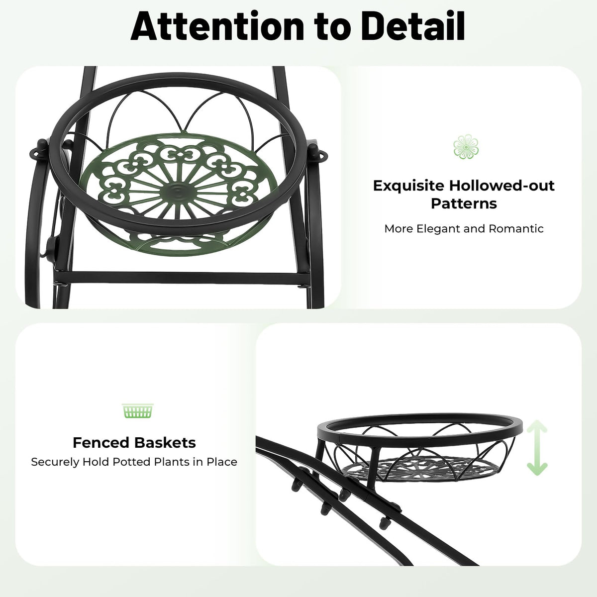 APOUDM 3 Tier Metal Bicycle Planter Large Bike Shaped Flower Stand 82x24x51cm Metal Plant Stand Freestanding Multi-Tier Plant Rack Flower Display Stand Cart for Living Room Balcony Patio (Black)