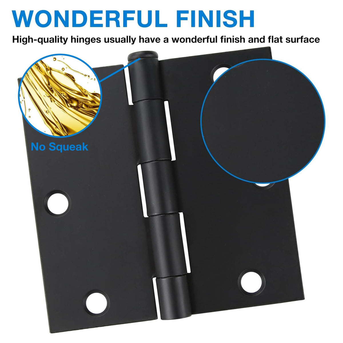 12 Pack 3 1/2 Inch Matte Black Door Hinges 3.5" Interior Square Iron Bifold Silver Standard Residential 3 ½"Satin Nickels Hinge for Doors Hardware Kit Tool Office Bedroom Study Living Room Decor