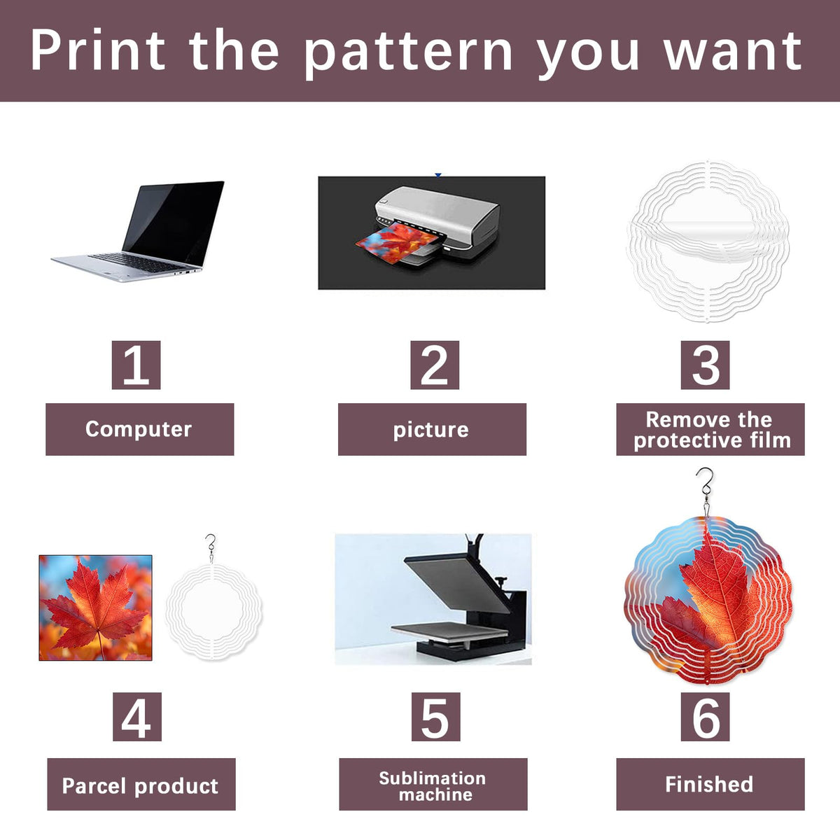 10 PCS Sublimation Wind Spinner Blanks 8 Inch Sublimation Blanks Products Stainless Steel Metal Indoor Outdoor Garden Decoration for Heat Press Transfer Sublimation Blank Wind Spinners