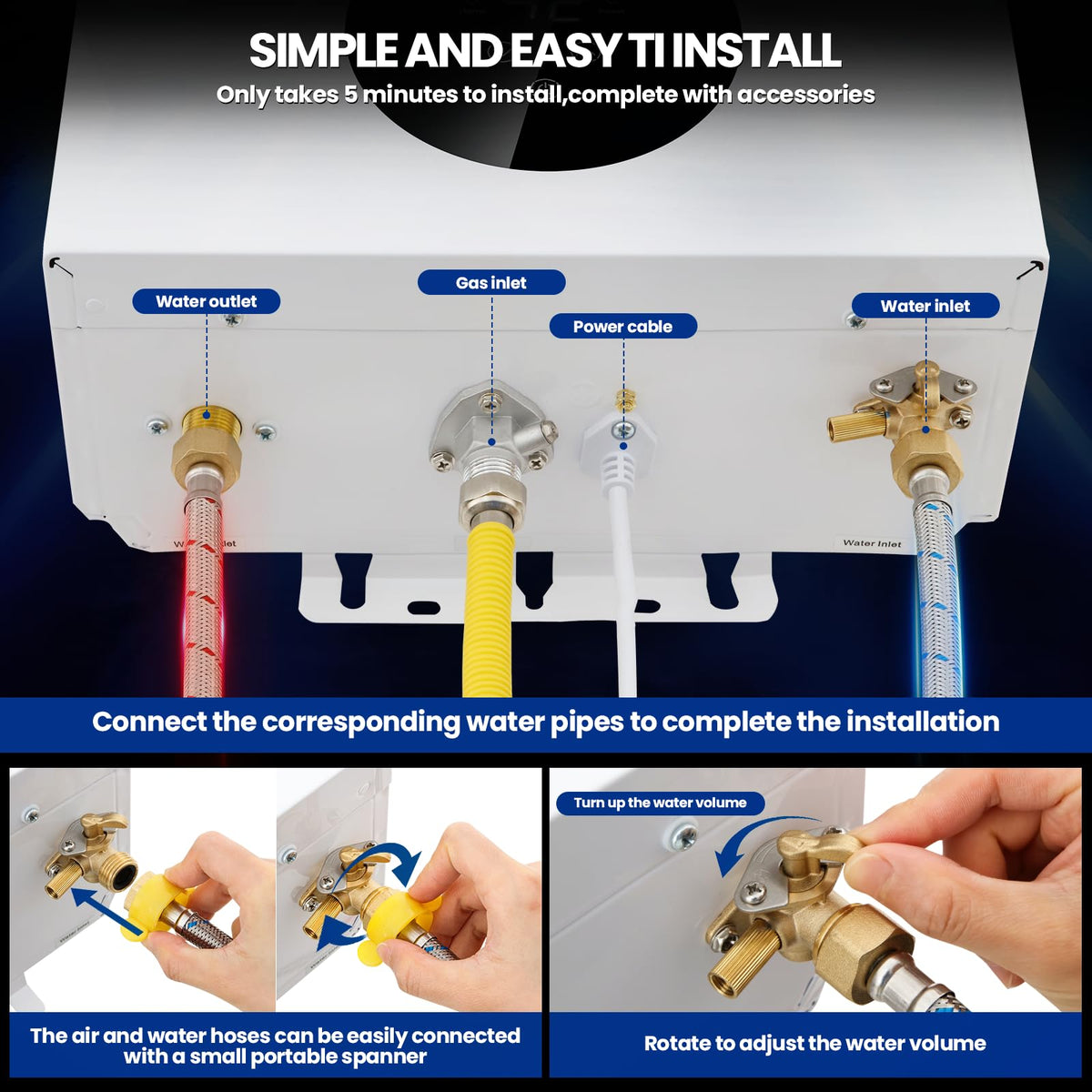 Propane Tankless Water Heater, 4.74GPM 18L Indoor,Constant propane water heater,Instant Hot Propane Gas water heater with Multi-Protection
