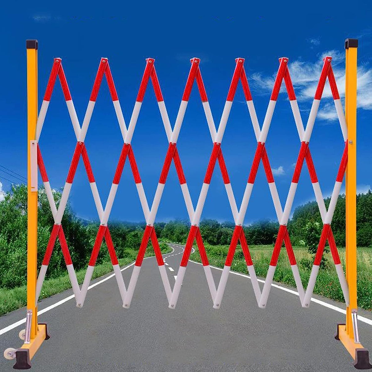YGwnjqr Barrier, Traffic Barrier, Portable Pedestrian Barrier Base with 2 Wheels for Schools Construction Sites Outdoor Expandable Metal Barricade,Yellow,1.2 * 2.5M,Yellow-1.2 * 4M