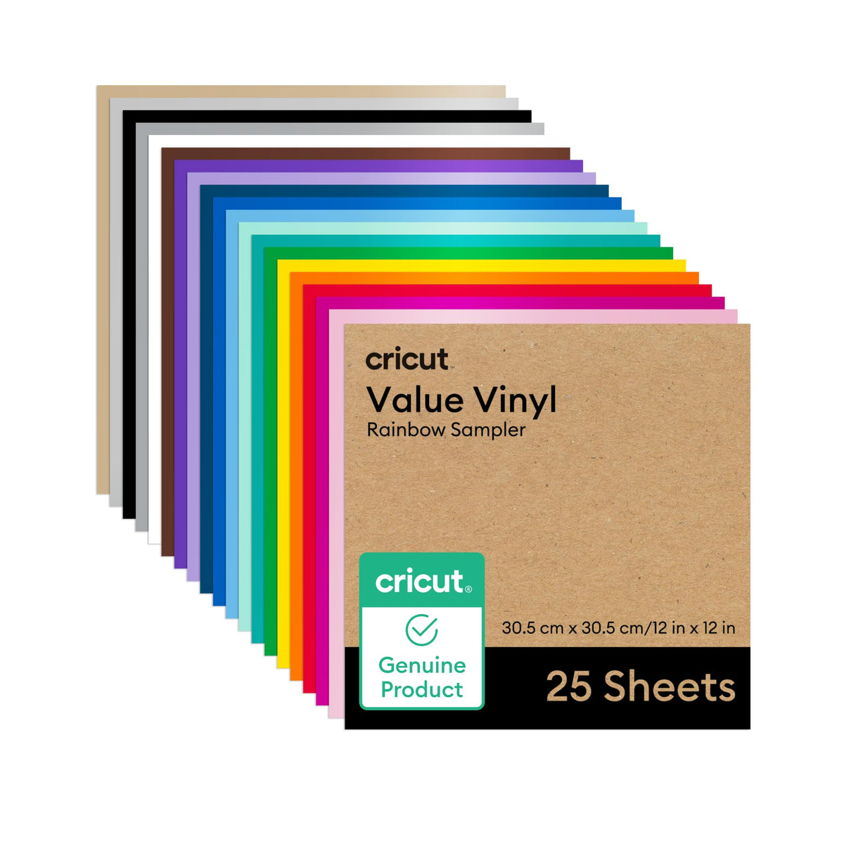 Cricut Value Permanent Vinyl, Rainbow Sampler 12in x 12in (25 ct)