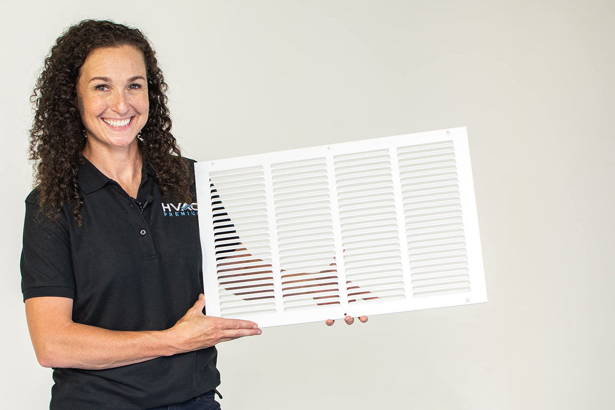 HVAC Premium 18'' x 24'' [Duct Opening] Flat Stamped Steel Return Air Grille - Sidewall and Ceiling - HVAC Vent Duct Cover - Brown [Outer Dimensions: 19.75''w X 25.75''h]