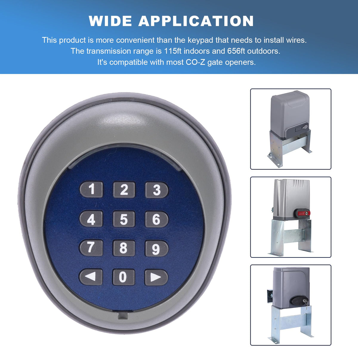 CO-Z Security Wireless Automatic Code Entry Gate Keypad Remote Operator Panel Control for Sliding Gate Opener Motor