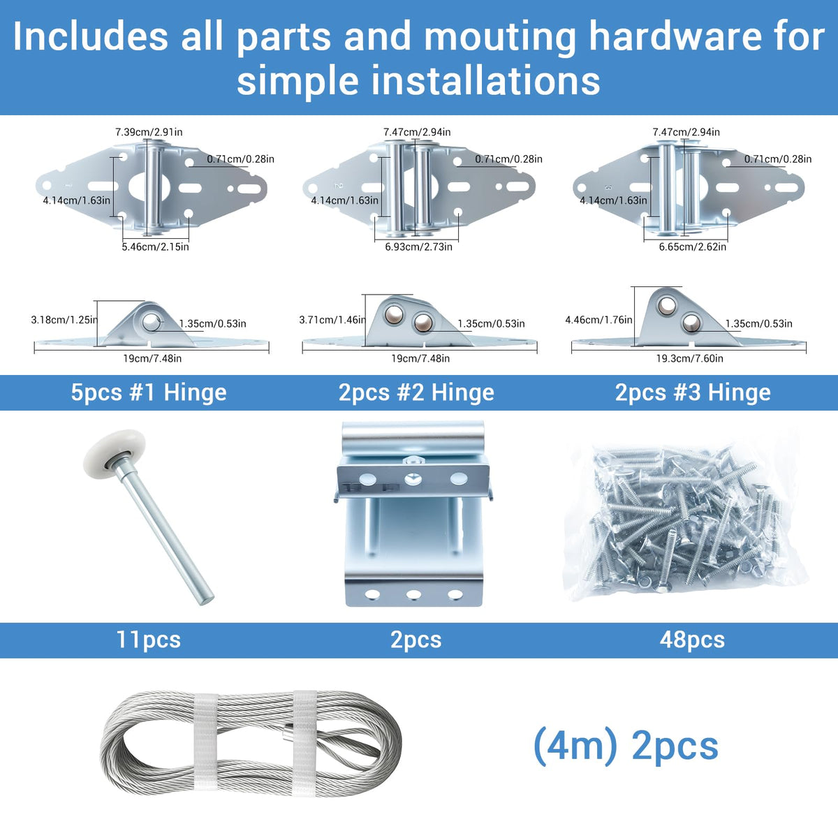 HOME MASTER HARDWARE Garage Door Hinge & Roller Tune Up Kit Garage Door Hardware Kit for 16 x 7 or 18 x 7 Door
