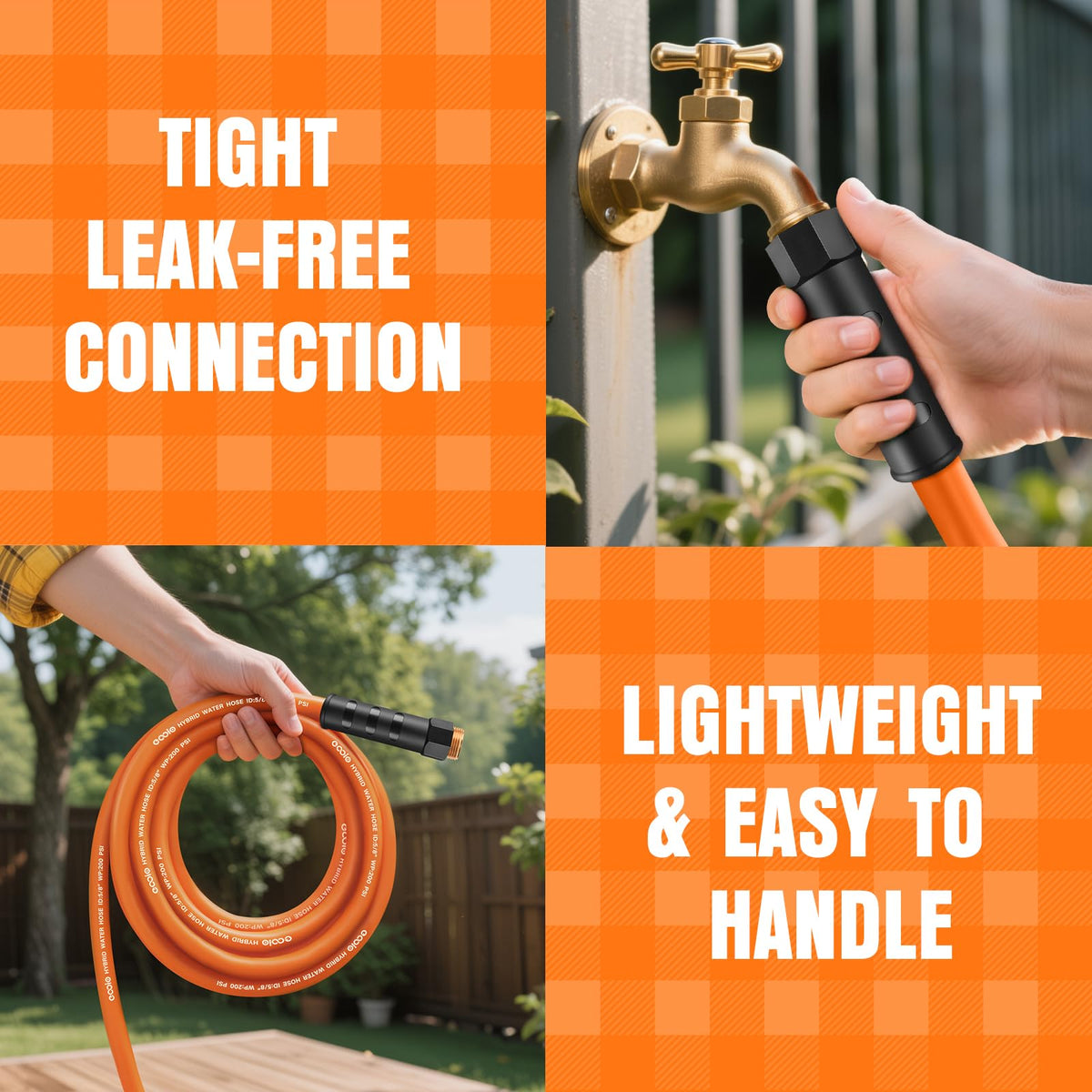 Garden Hose 25 ft x 5/8", NON-EXPANDING Flexible Water Hose, Kink Resistant Lightweight Hybrid Hose, Leakproof Yard Hose with Male to Female Fittings