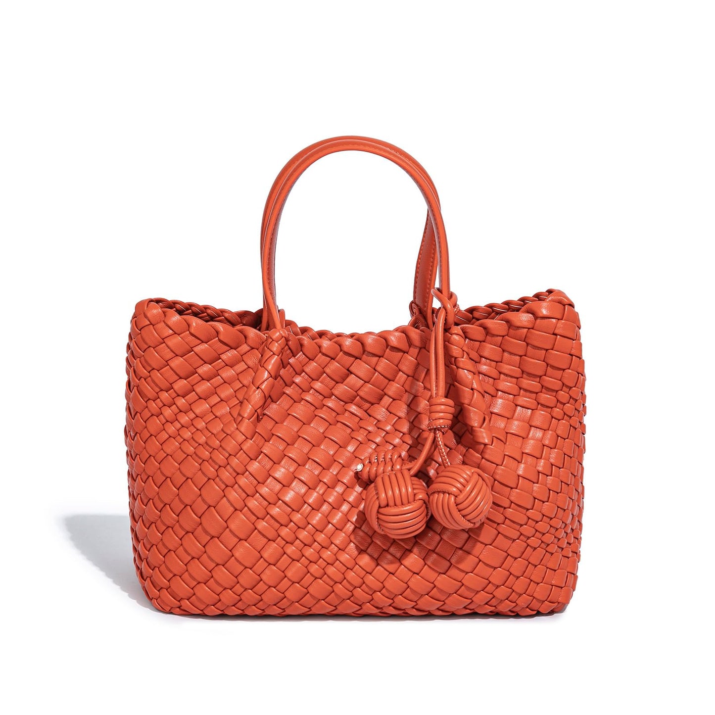 OUYGZOU Woven Tote Bag for Women, Hobo Bag for Work, Large Beach Travel Handbags and Purses, Retro Shoulder Bag, Shopping Bag (Orange, Medium)