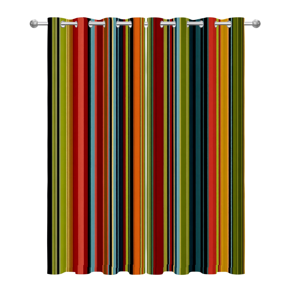 Solvivae Boho Blackout Curtains 63 Inch Length, Boho Colorful Stripes Curtains for Bedroom Living Room, Room Darkening Thermal Insulated Grommet Drapes, Patterned Window Treatments