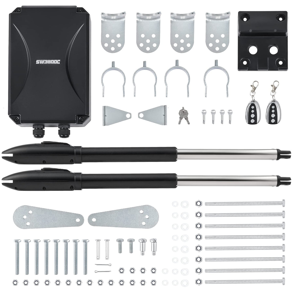 CO-Z Automatic Dual Swing Gate Opener Kit, Electric Gate Opener for Doors up to 660lb*2 18ft, Driveway Home Garden Gate System for Double Swing Gates, Dual Gate Complete Kit with Remote Control