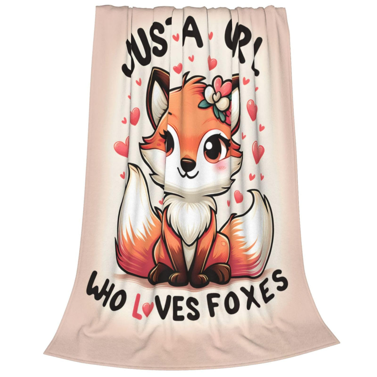amepay Cute Fox Blanket Gifts for Kids Just a GILR Who Loves Foxes Cartoon Flannel Throw Blankets Soft Comfy Lightweight for Home Decor Couch Bed Sofa 60x50 Inches