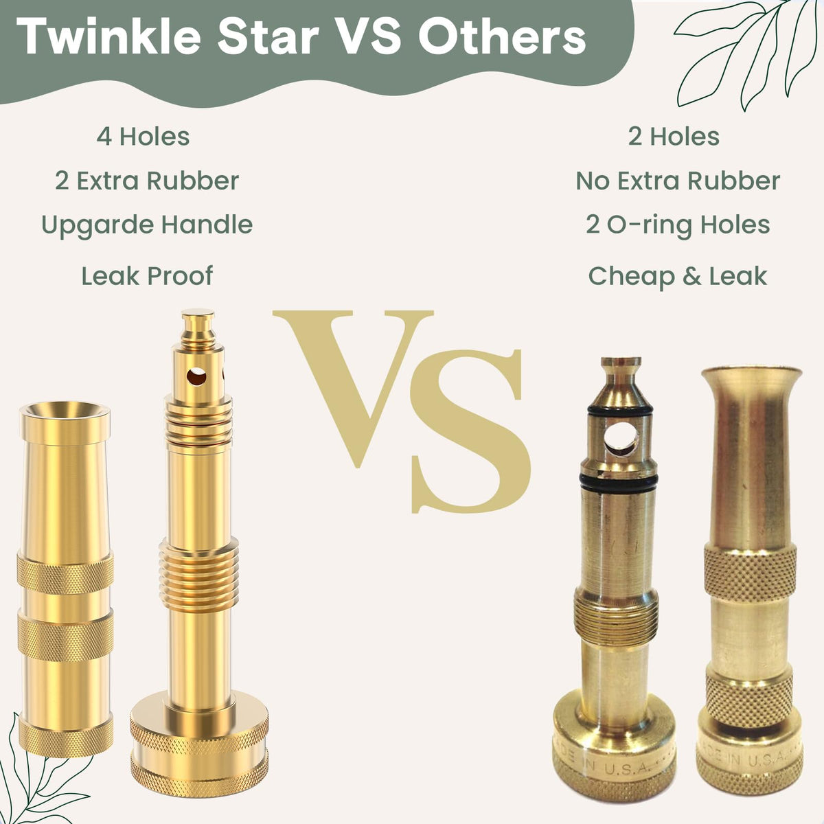 Twinkle Star High Pressure Hose Nozzle,Garden Hose Nozzle, 3/4” GHT Hose Sprayer Nozzle for Car Wash, Extra 6 Rubber Washers, 1 Pack