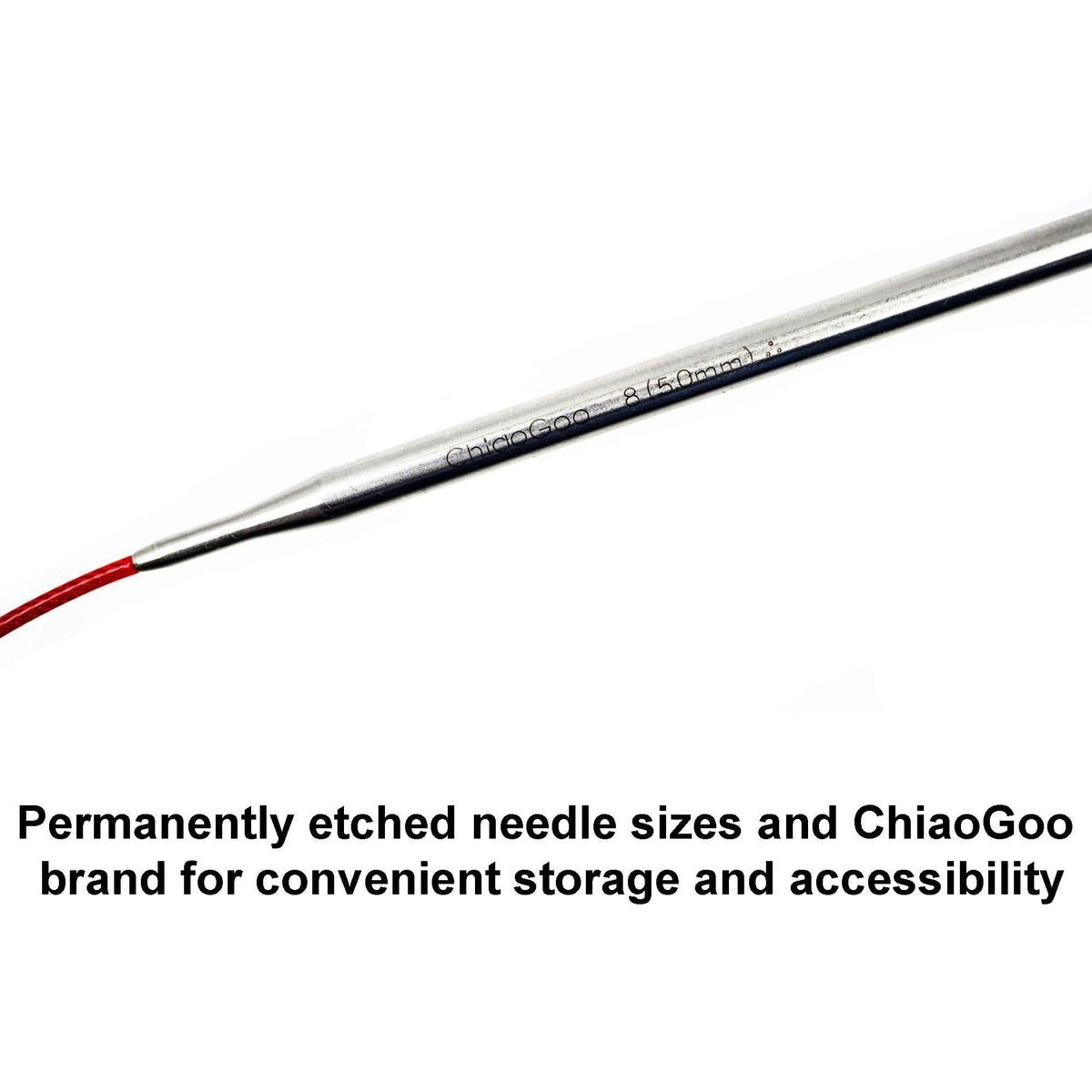 ChiaoGoo Red Lace 40 inch (102cm) Circular Knitting Needles US Size 2 (2.75mm) Stainless Steel 7040-2 with Stitch Holder