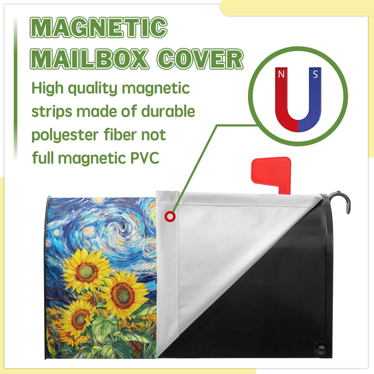 Sunflower Mailbox Cover Summer Mailbox Covers Magnetic Standard Size 21x18 inch Floral Mail Box Wrap Spring Post Letter Box Cover Decorations for Outside Garden Yard