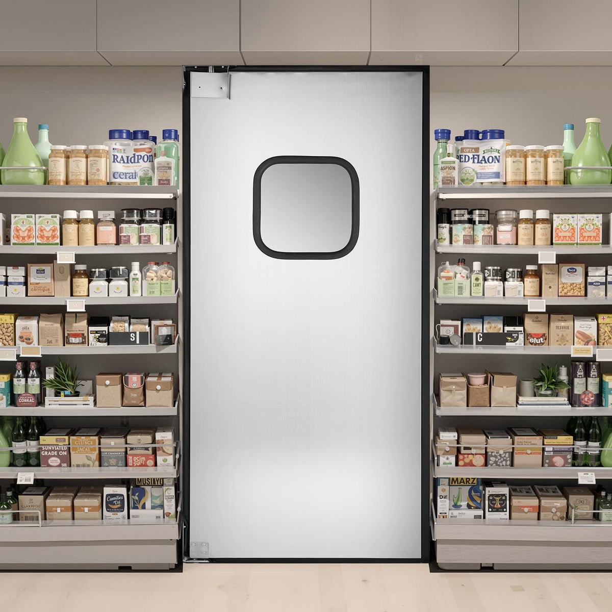 VEVOR Traffic Swing Door, Single Panel Fits Door Opening 36" W x 84" H, Stainless Steel Commercial Swinging Doors with Hardware & Accessories, Ideal for Residential Use, Durable & Easy to Install