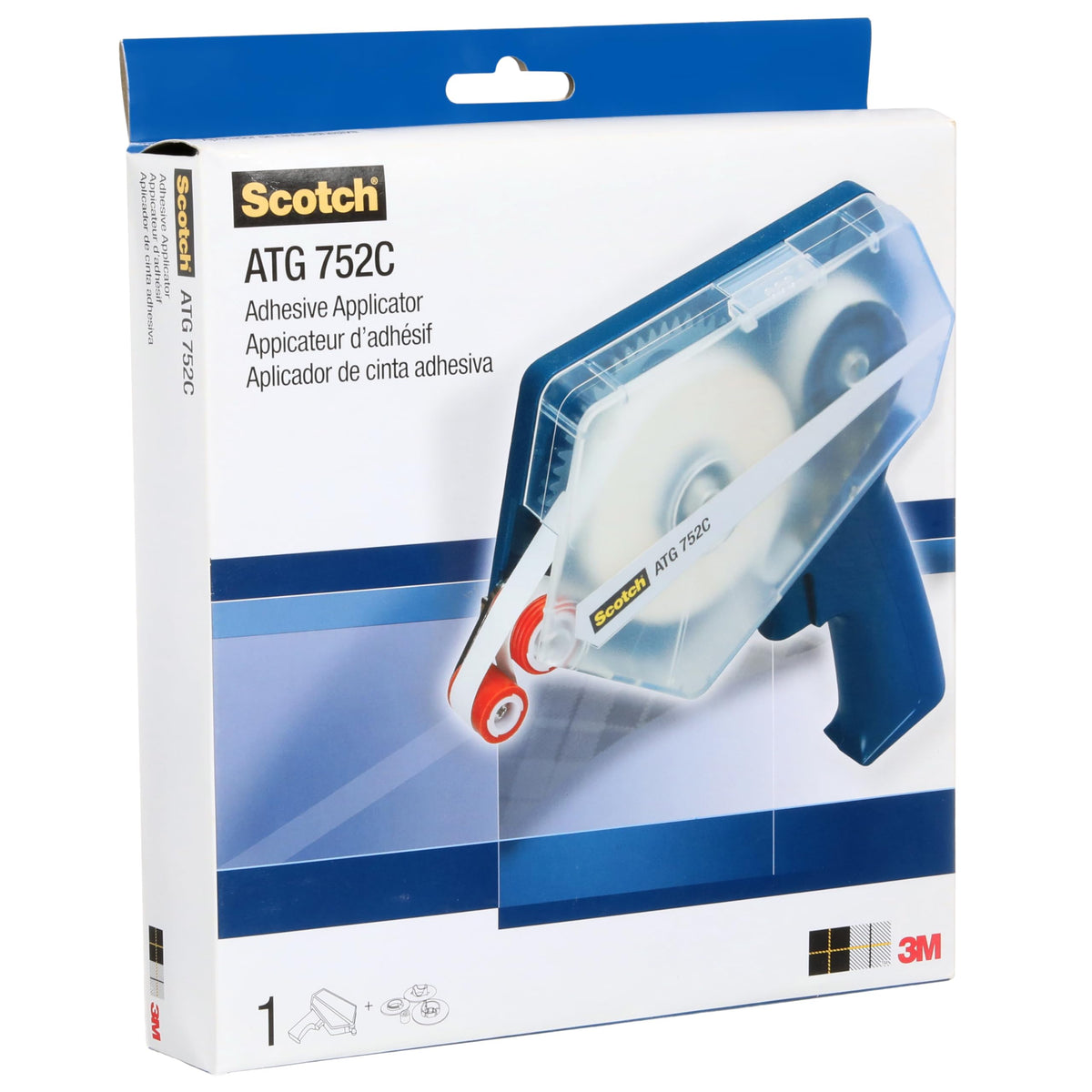 3M Scotch ATG 752C Adhesive Applicator, 1/2 in and 3/4 in Wide Rolls