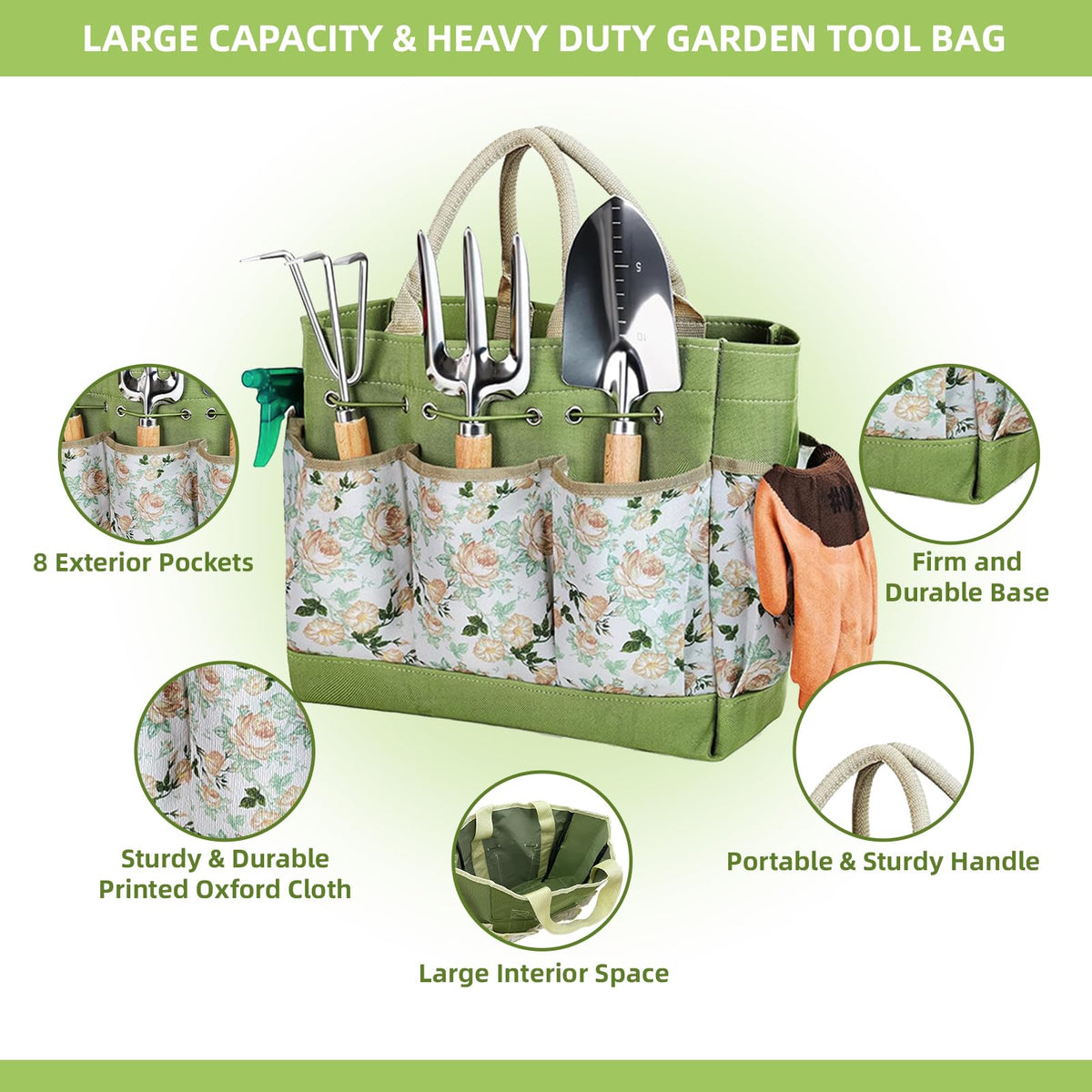 Gardening Tools 12-Piece, Durable Heavy Duty Garden Tool Set Stainless Steel, Garden Hand Tools with Tote Bag, Non Slip Handles, Gardening Ideal Gifts for Women and Men