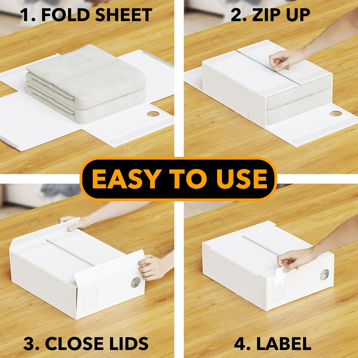 SpaceAid 5 Pack Bed Sheet Organizers and Storage, Foldable Sheet Organizer for Linen Closet, Sheets Set Folder Keeper with Window XL (Queen & King Size) Organizing Bedding Container, White