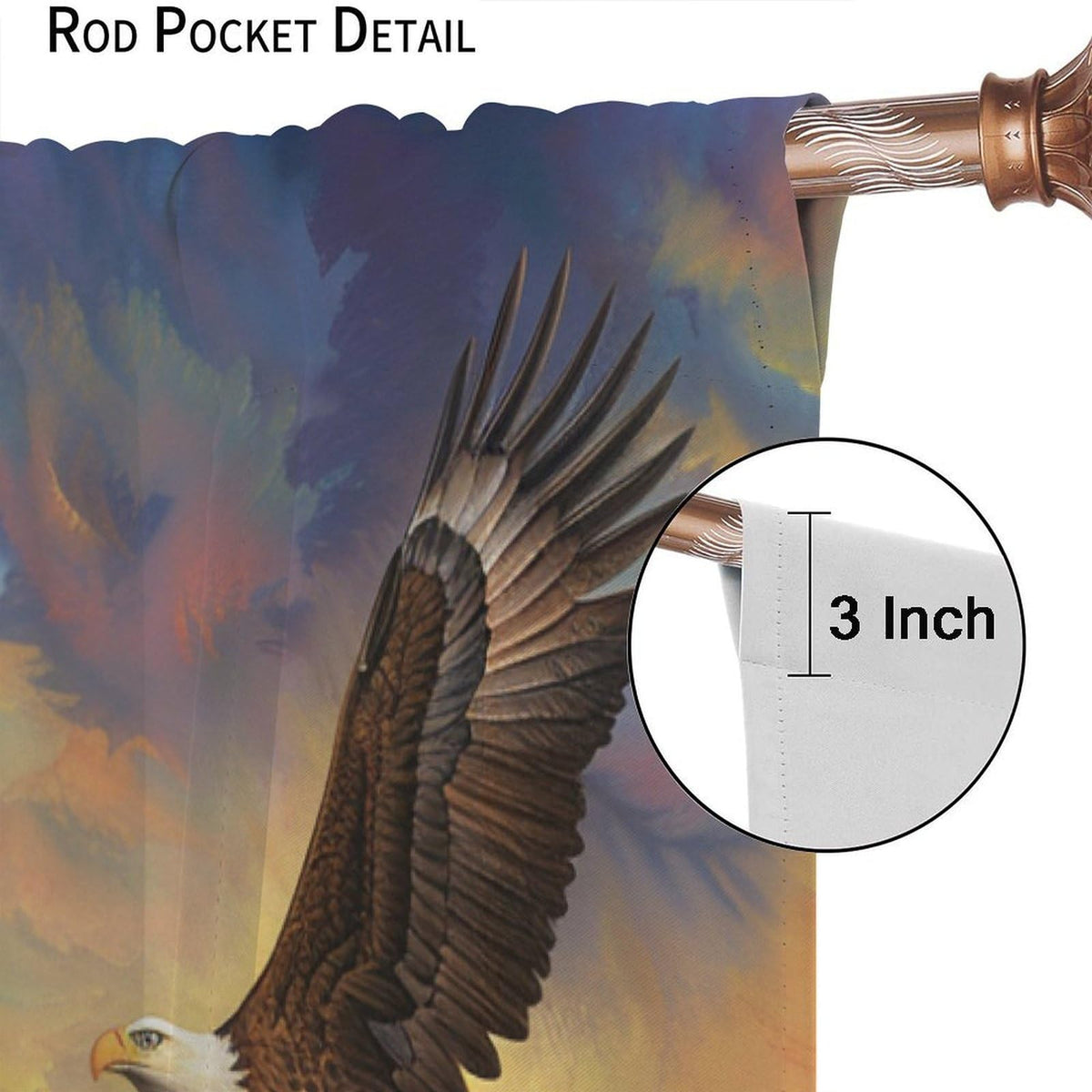 TOWINSFB Classic Mountain Garden Blackout Curtains, Nature Eagle Flower Landscape Home Decor Rod Pocket Window Drapes for Living Room Bedroom - 42" W x 63" L