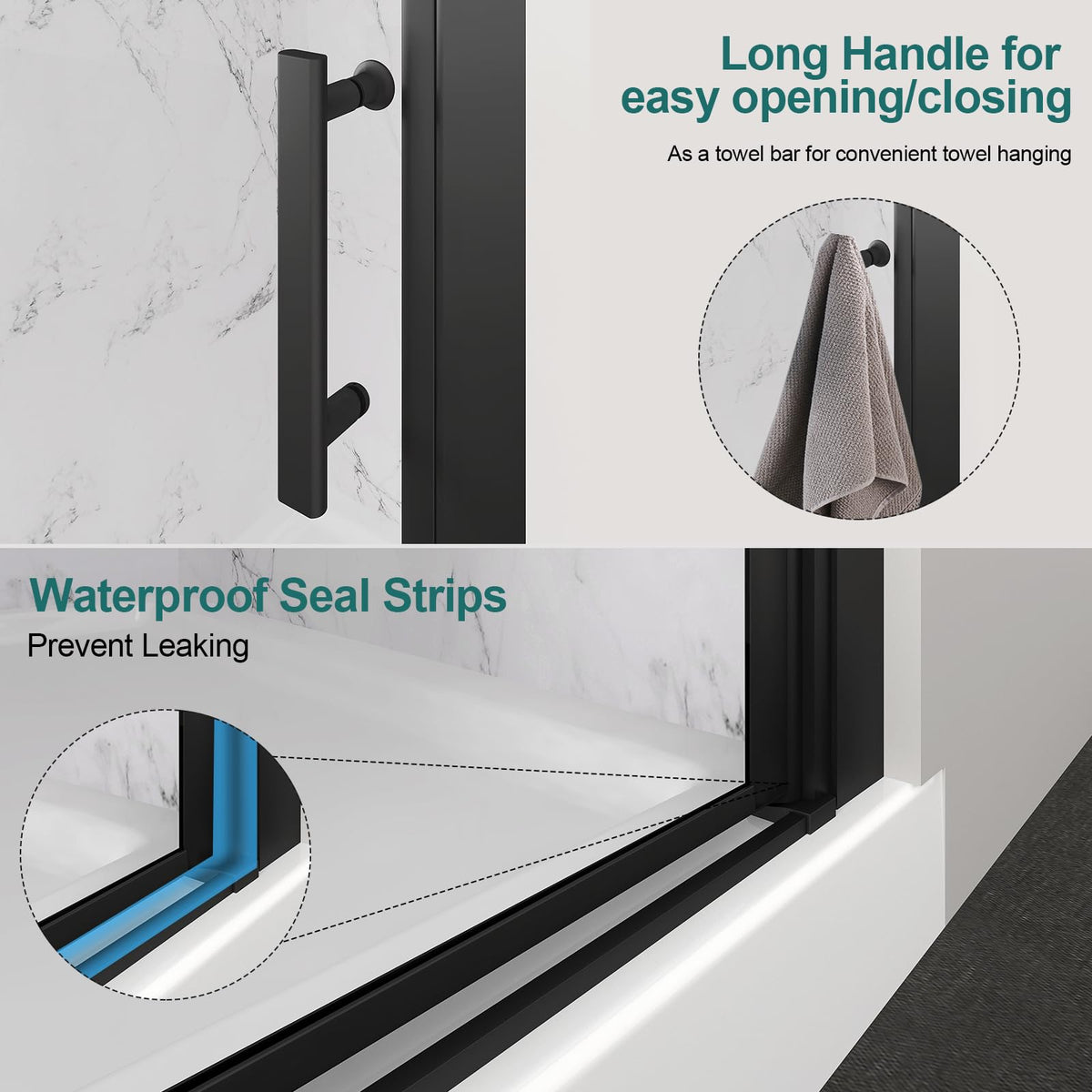 GDGZQD 27-29" W x 72" H Frameless Pivot Shower Door, 1/4" (6mm) Clear SGCC Tempered Glass Shower Door, Pivot Swing Shower Glass Door in Matte Black Finish, Reversible Installation