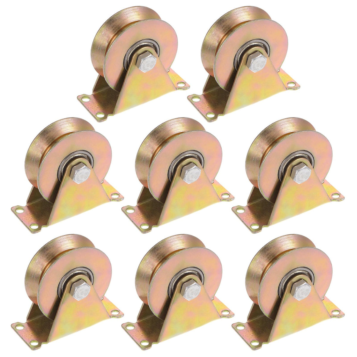 HARFINGTON 8pcs 3" V Groove Wheel Sliding Gate Caster, Rigid Caster Wheels with Bracket for Inverted V-Track, 1102 lbs Capacity Per Wheel, for Garage Door, Lifting, Industrial Machines