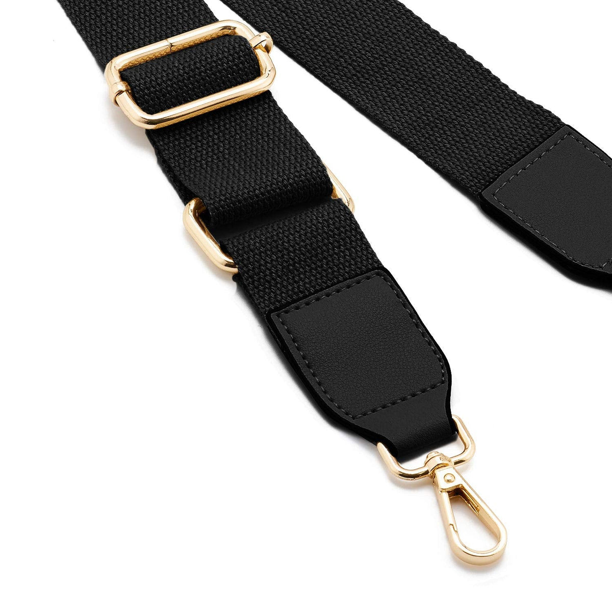 DEVPSISR Wide Shoulder Purse Strap Replacement Adjustable Belt Canvas Bag Crossbody Handbag (Leather Buckle-Black)