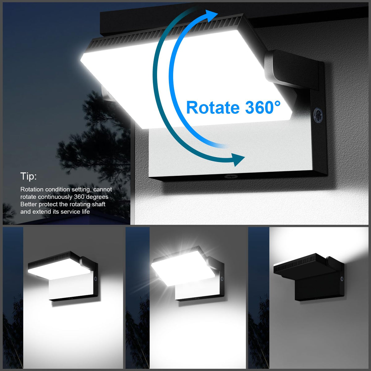 BIRITALO 120W Modern LED Security Flood Light, Dusk to Dawn 360° Rotatable