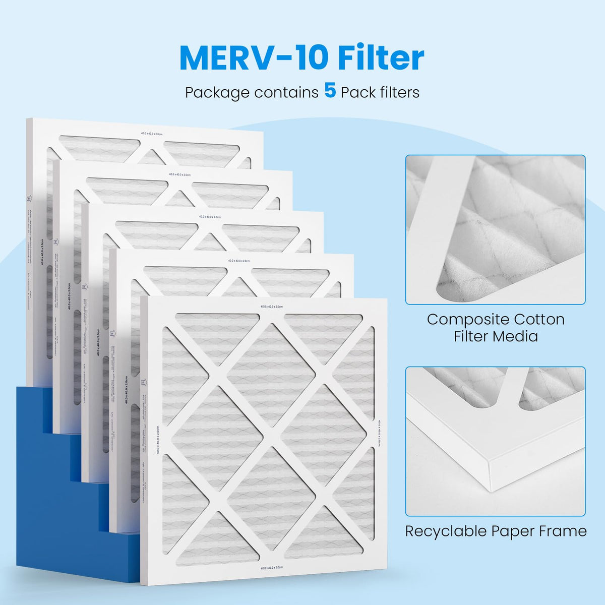 CADPXS Shield-550 Air Scrubber Blue and 5 Pack MERV-10 Filters Bundle