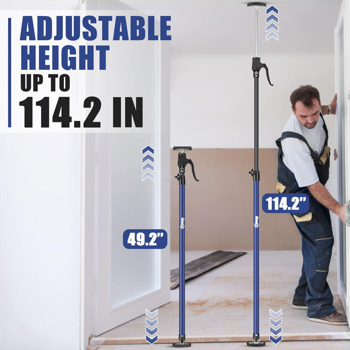 XINQIAO Cabinet Jacks for Installing Cabinets, Heavy Duty Third Hand Tools Adjustable Support Pole from 49.2 in to 114.2 in, 4 PCS