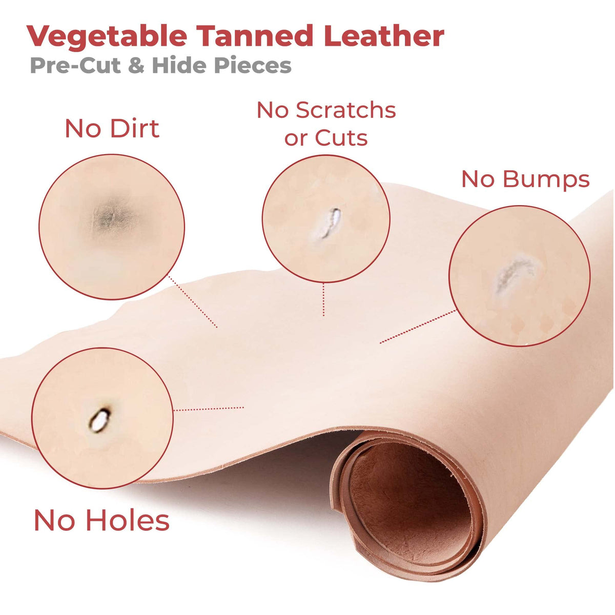 ELW 2-3 oz (1-1.4mm) Thickness Weight 8"x8" Vegetable Tanned Leather Cowhide Grade AB Full Grain Leather for Tooling, Carving, Engraving, Molding, Embossing, Stamping, & Dyeing