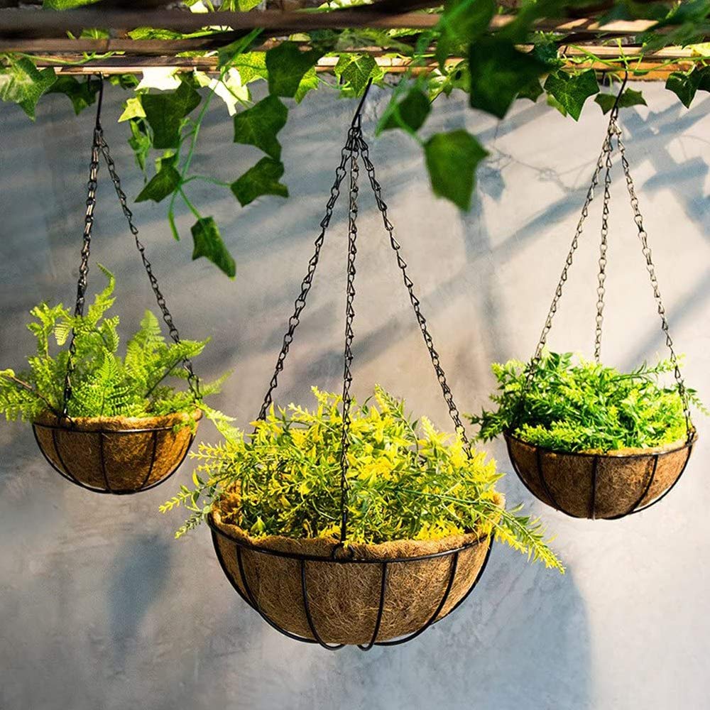 Asekonc 4Pack - 20 Inch Black Hanging Basket Chains Flower Plant Pot Replacement Chain Hanger for Bird Feeders, Planters, Lanterns and Ornaments
