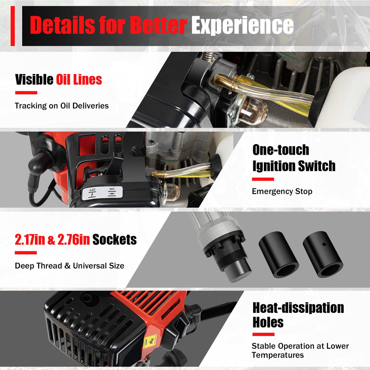 Gas T Post Driver, Pile Driver Post Driver Gas Powered 2 Stroke 32.6cc Gas Powered Petrol Push Pile Kit Gas Post Driver T-Post Driver Single Cylinder Air-Cooling Engine Farm Fence Necessary