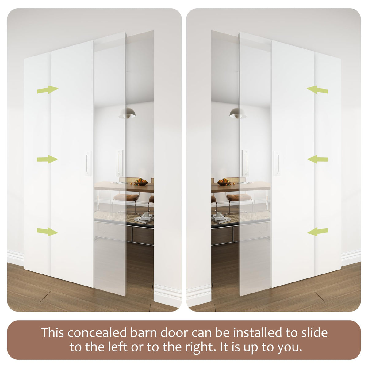 JUBEST 30"x84" Flush Solid Core White Primed Concealed Sliding Hidden Barn Door with Soft Close Installation Hardware and Double Sided Pulls Included