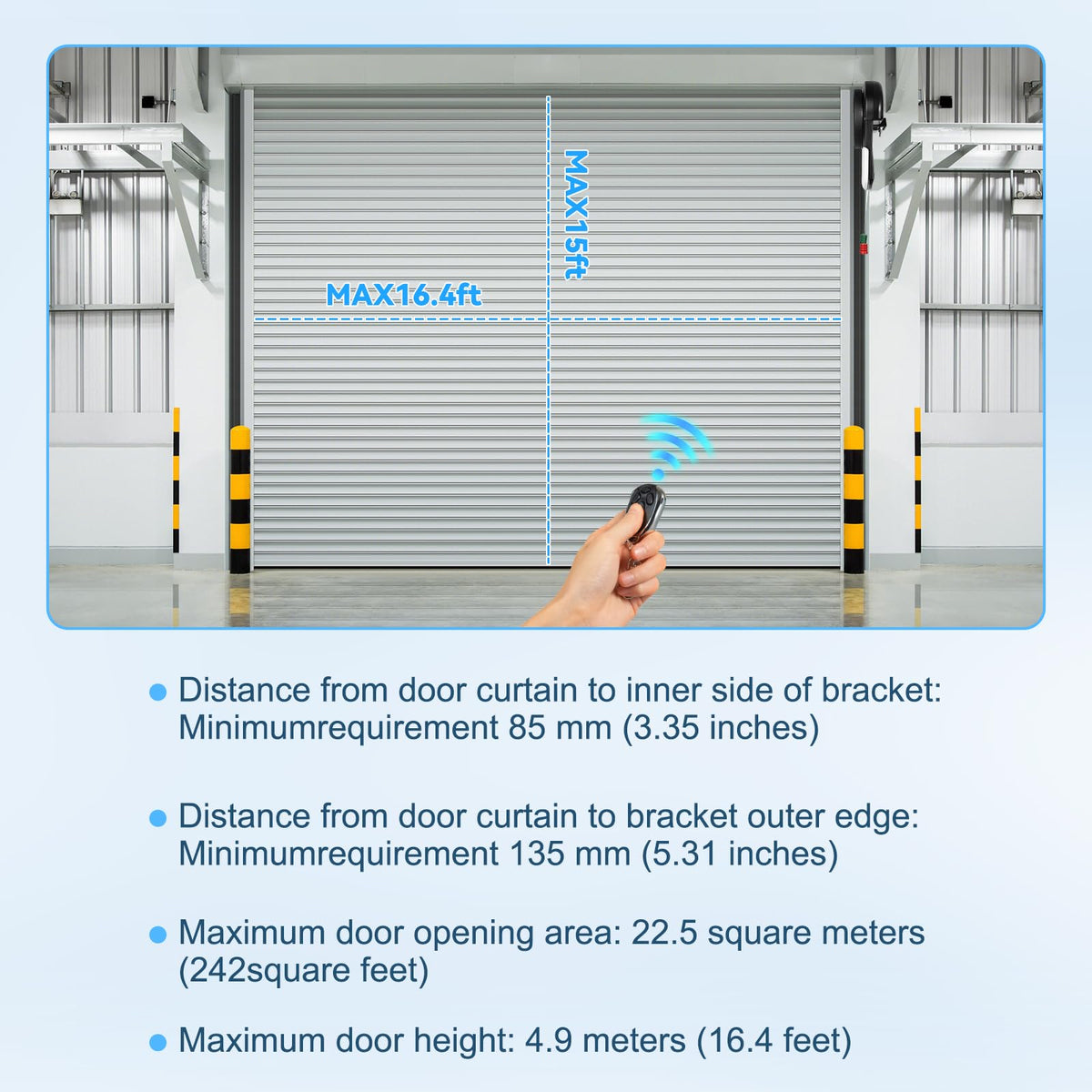Automatic Roll Up Door Opener, Side Mount Garage Door Opener, 110V Commercial Garage Farm Warehouse Electric Roller Shutter Door Opener with 2 Remotes 800N Quiet Roll Up Doors