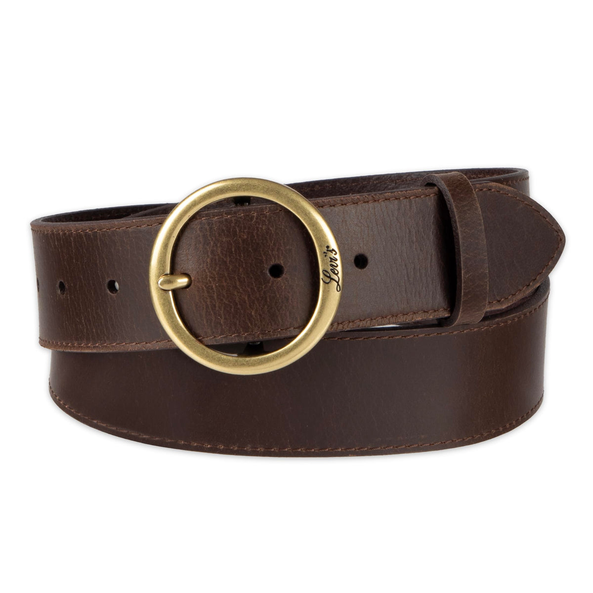Levi's Women's Round Centerbar Sliding Loop Belt, Dark Brown, X-Large