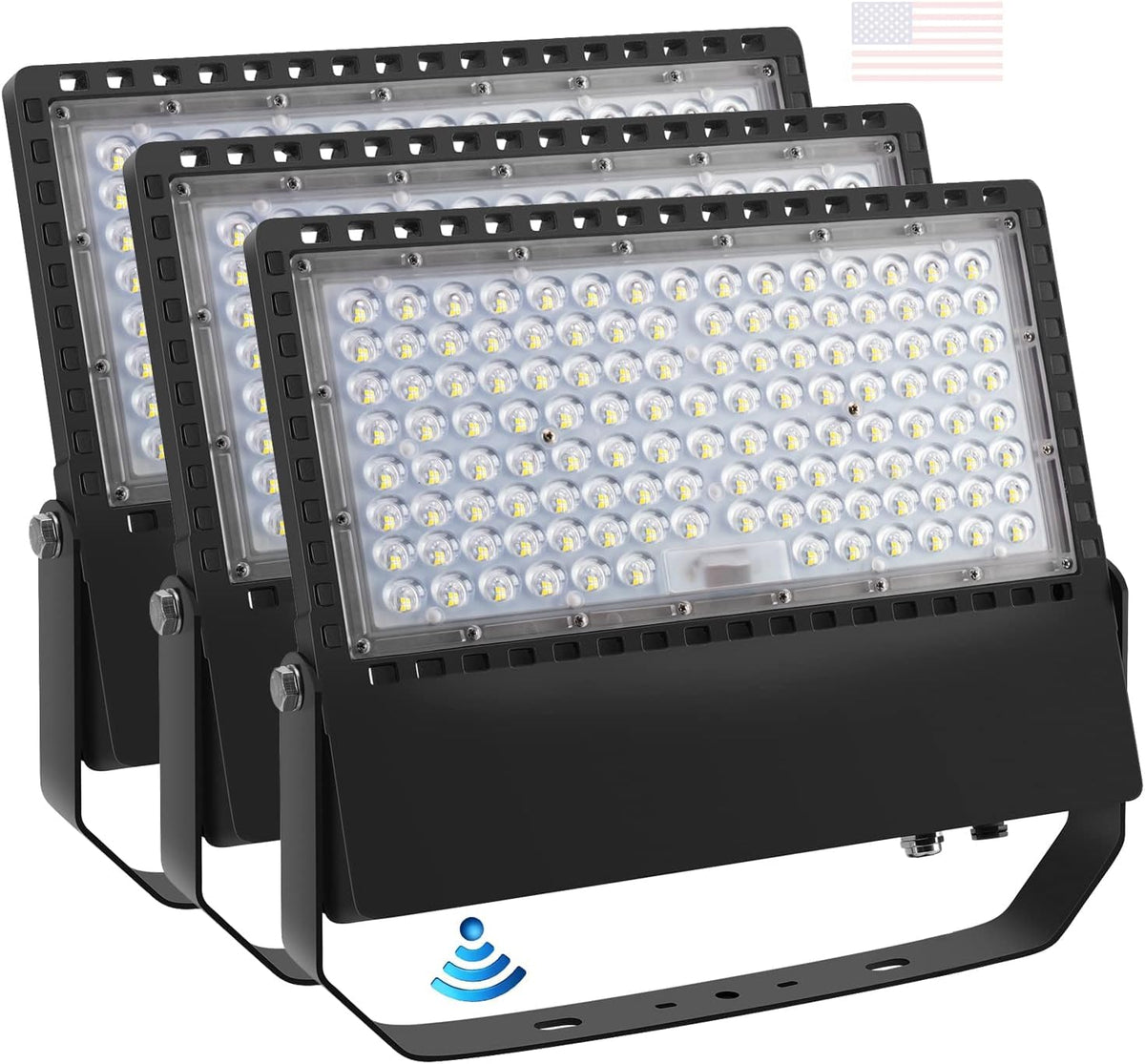 Juyace 3-Pack LED Parking Lot Lights, 240W 36000LM Dusk to Dawn Stadium Flood Light, 5000K IP65 Waterproof Commercial Area Lighting for Sports Court, Arena, Field, Security 110-277V