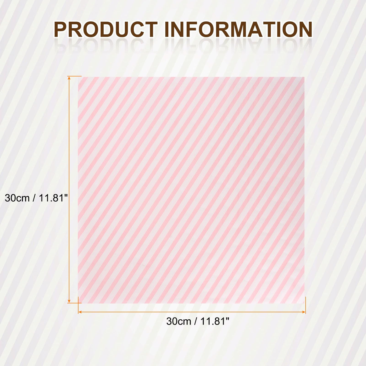 HARFINGTON 100pcs Square Stripes Wax Paper, 12" x 12", Pink