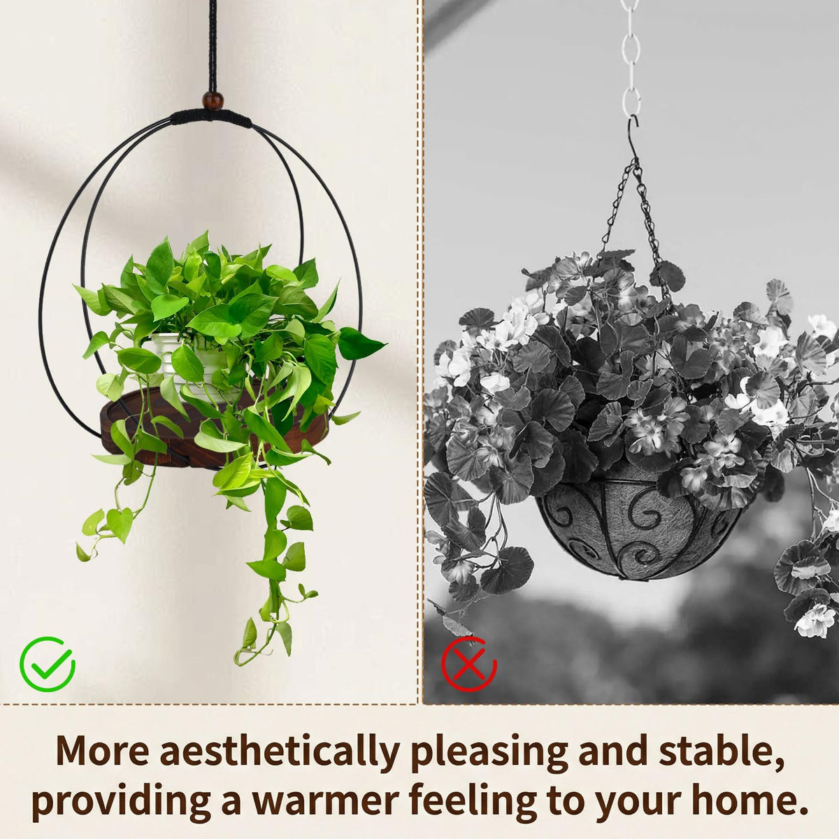 2 Pcs Hanging Planters for Indoor Plants, Black Macrame Plant Hanger Holder, Modern Wall Ceiling Planter Hangers Flower Pot Holder for Indoor Outdoor Plants Garden Home Decor,Pot Not Included
