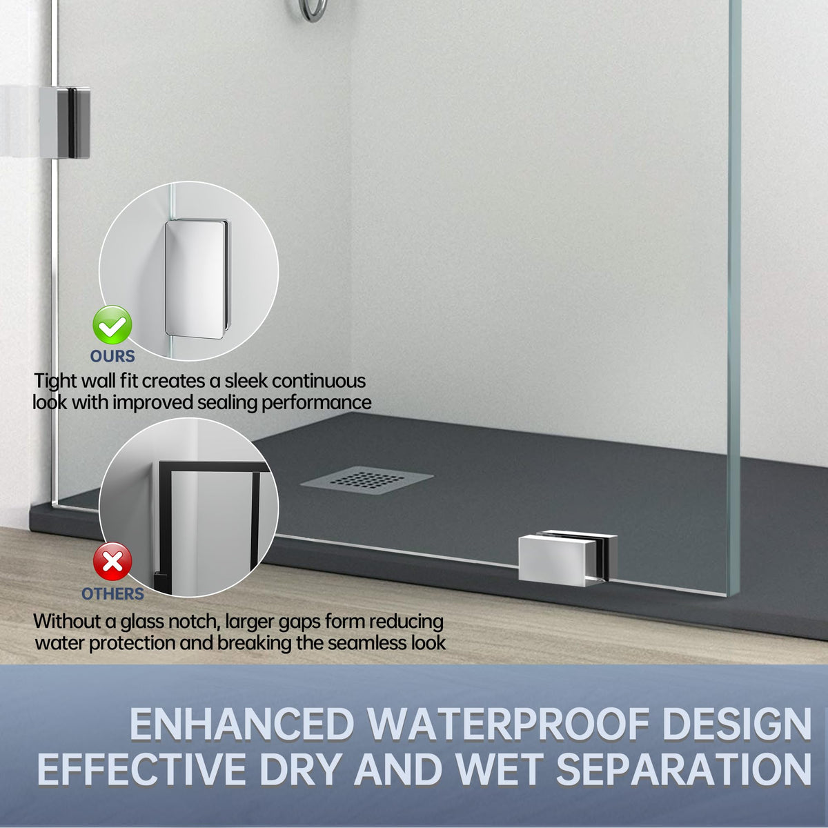 AquivaCoast 36" x 78.75" Shower Glass Panel, 3/8" (10mm) Ultra-Clear Tempered Glass with Explosion-Proof Film Shower Screen, Includes Wall Clamps, Chrome