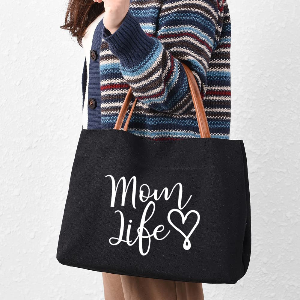 kifasyo Mom Mama Bag Mother Gifts Momlife Tote for Hospital, Shopping, Beach, Travel