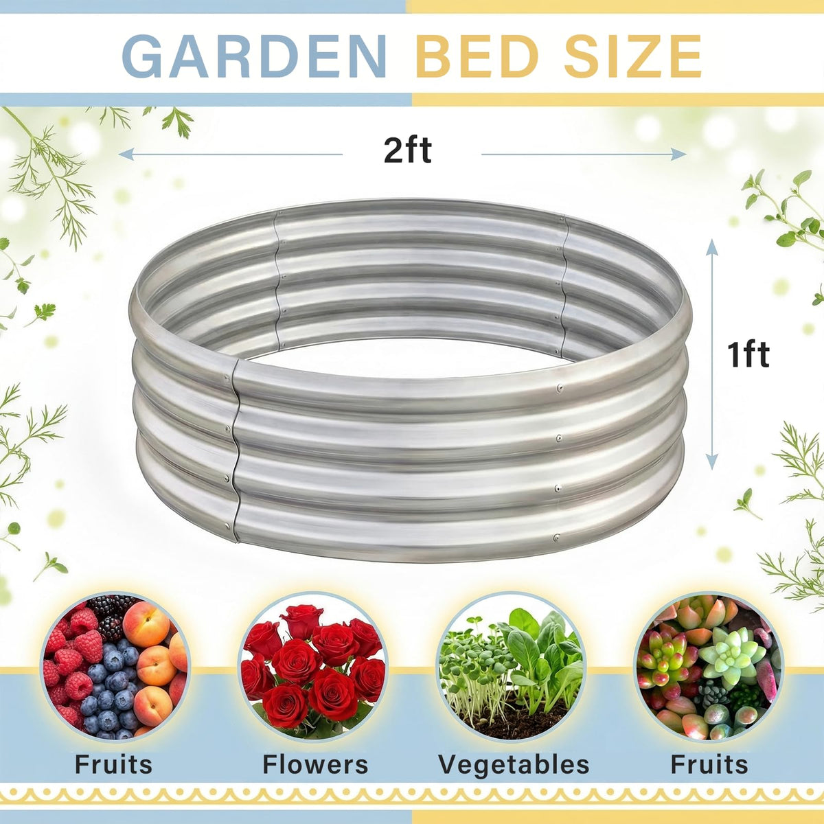 Land Guard Galvanized Raised Garden Bed Kit, Galvanized Planter Raised Garden Boxes Outdoor, Round Large Metal Raised Garden Beds for Vegetables ……
