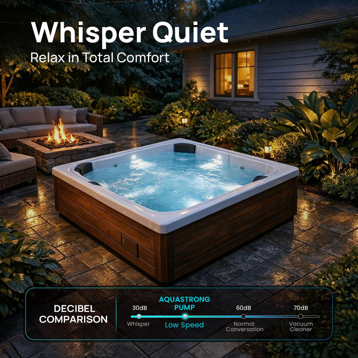 Aquastrong SPA Pump, Dual Speed Hot Tub Pump, Pure Copper Motor, Low Noise, Easy Installation with 1.5" & 2" Adapters, 90° Rotating Inlet & Outlet, Compatible with Hot Tubs & Spa Systems, Light Black