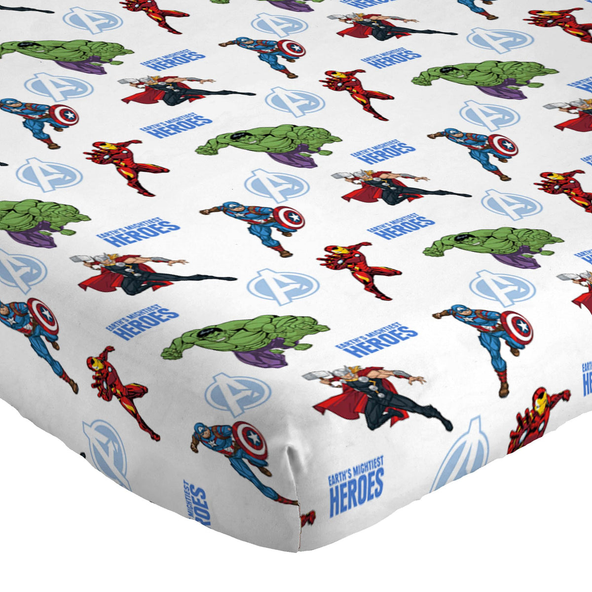 Jay Franco Kids Sheet Set with Fitted, Flat Sheets & Pillow Cover - Ultra-Soft Bedding with Pillowcase for Room Decor, White - Avengers, 3 Piece Twin