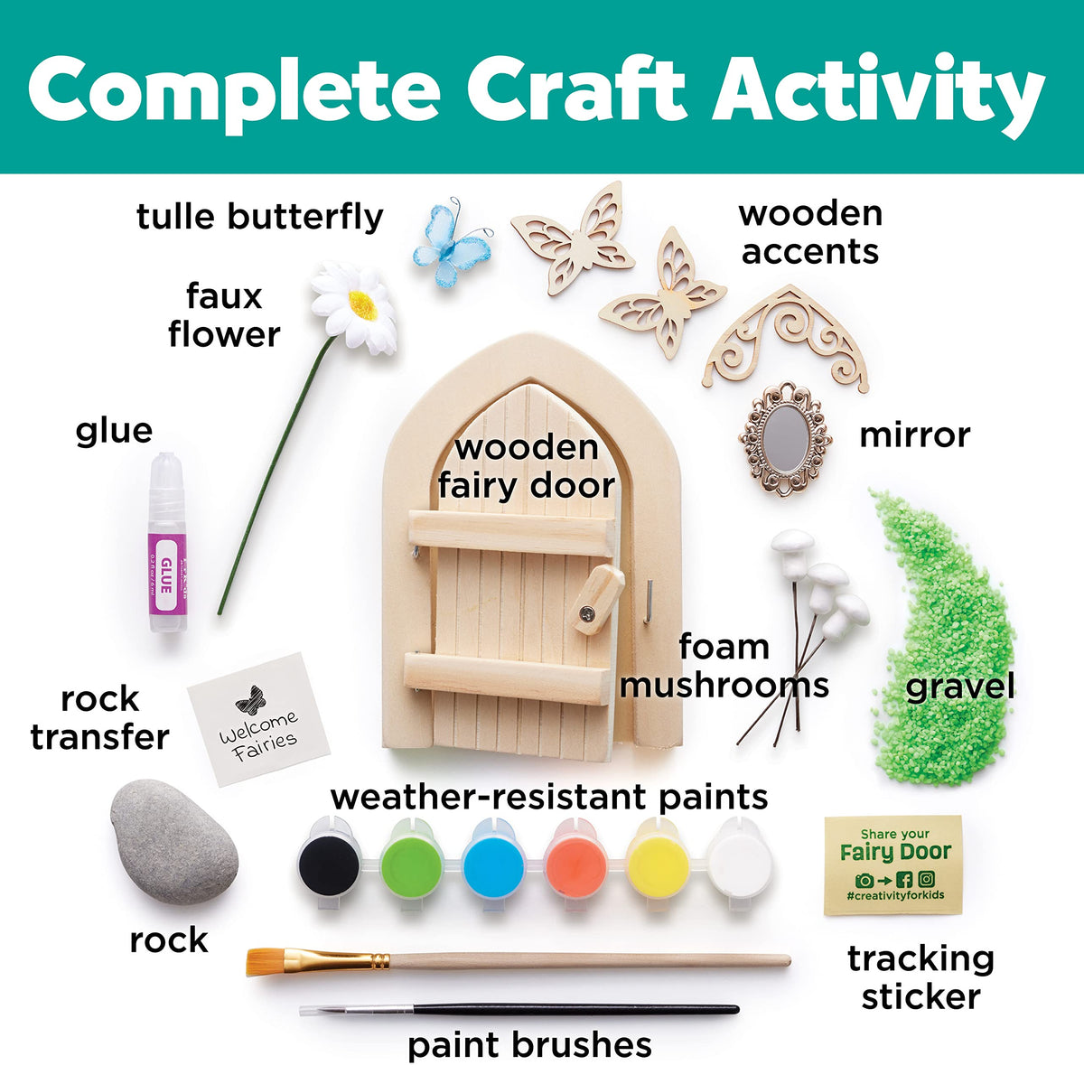 Creativity for Kids Butterfly Fairy Door Kit - Painting Arts and Crafts for Kids, Creative Gifts for Girls and Boys (Ages 6+)