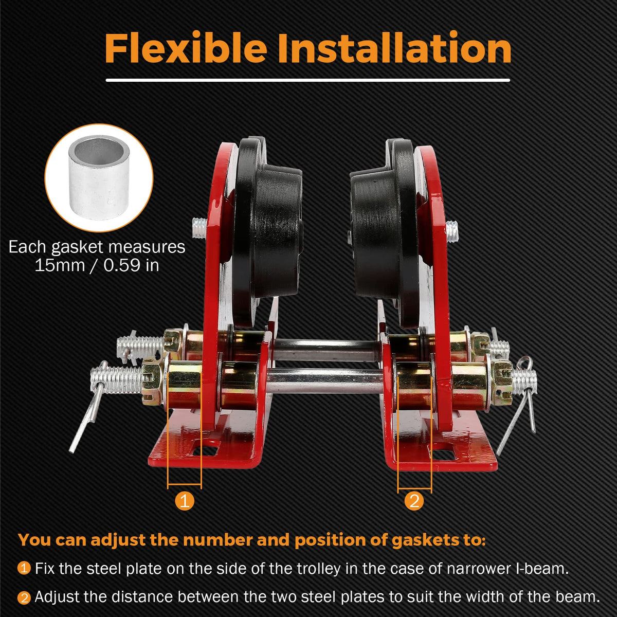 BEAMNOVA 1-Ton & 0.5-Ton Electric Hoist Manual Trolley for I-Beam