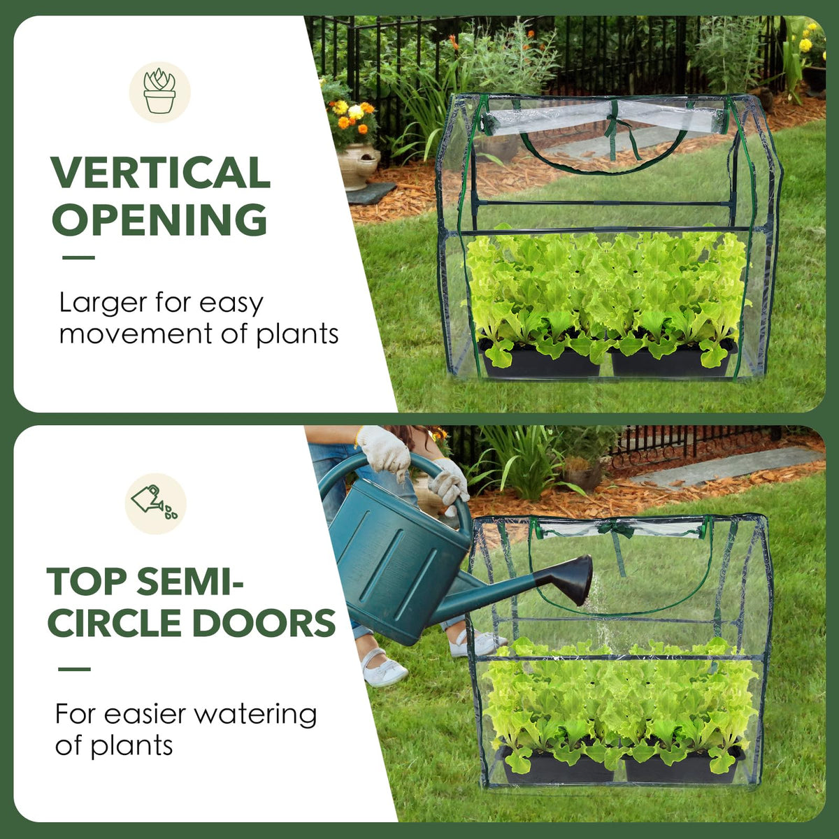 Wironlst Mini Greenhouse for Outdoors Indoor, Small Greenhouse with Innovative Dual Open Doors, Portable Garden Tent for Plants Protection (Transparent, 36"(L) x18(W) x33(H))