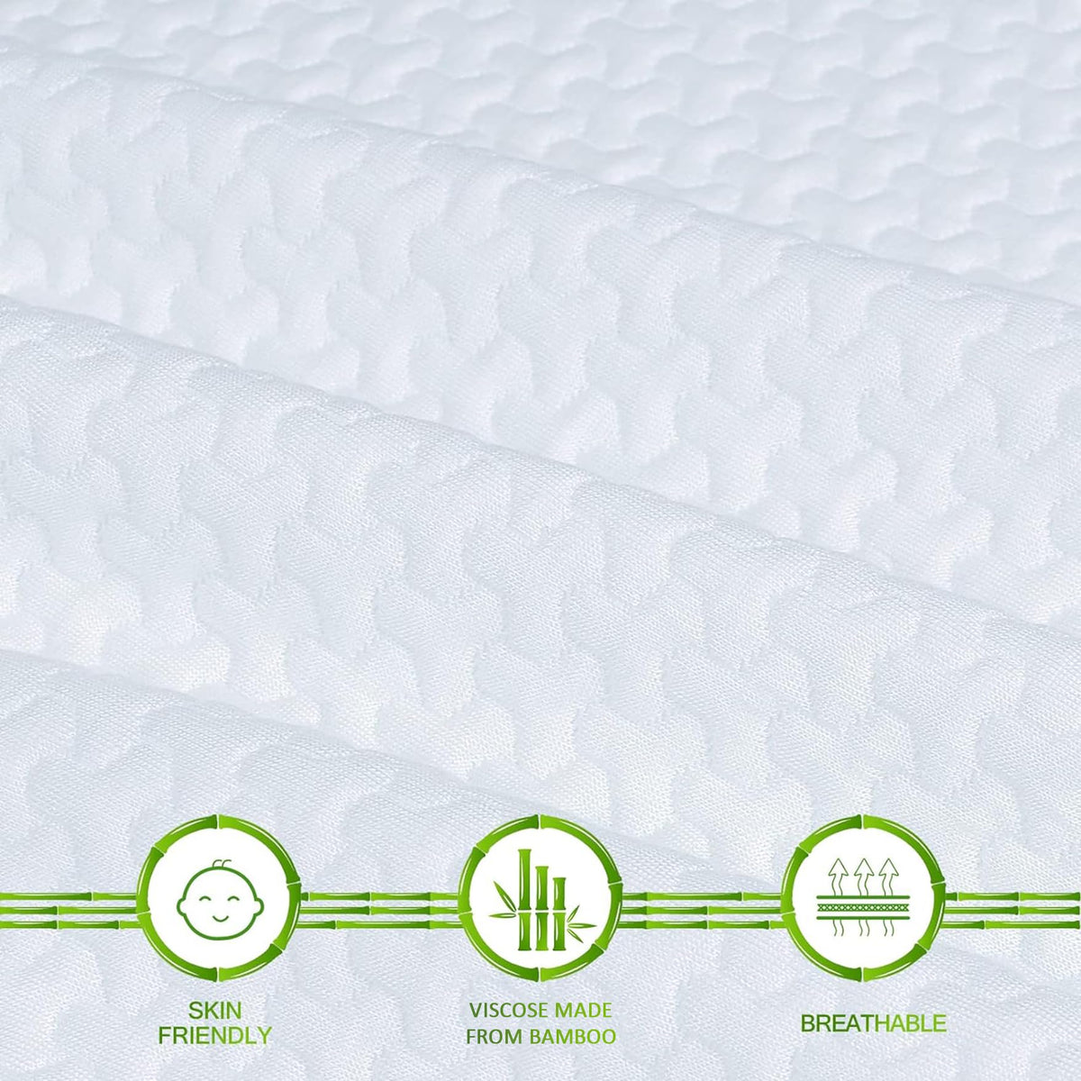 Mattress Topper Cover Queen Size (Only Cover) 3 Inch Mattress Protector Cooling Rayon Zippered Mattress Encasement with Adjustable Straps for Latex Mattress Topper Memory Foam Cover
