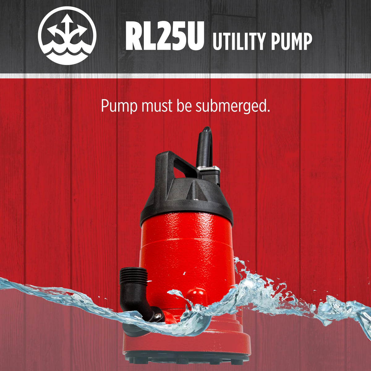 Red Lion RL25U 115 Volt, 1/4 HP, 1500 GPH Manual Aluminum Utility Pump with 10-ft. Cord, Red, 14942730