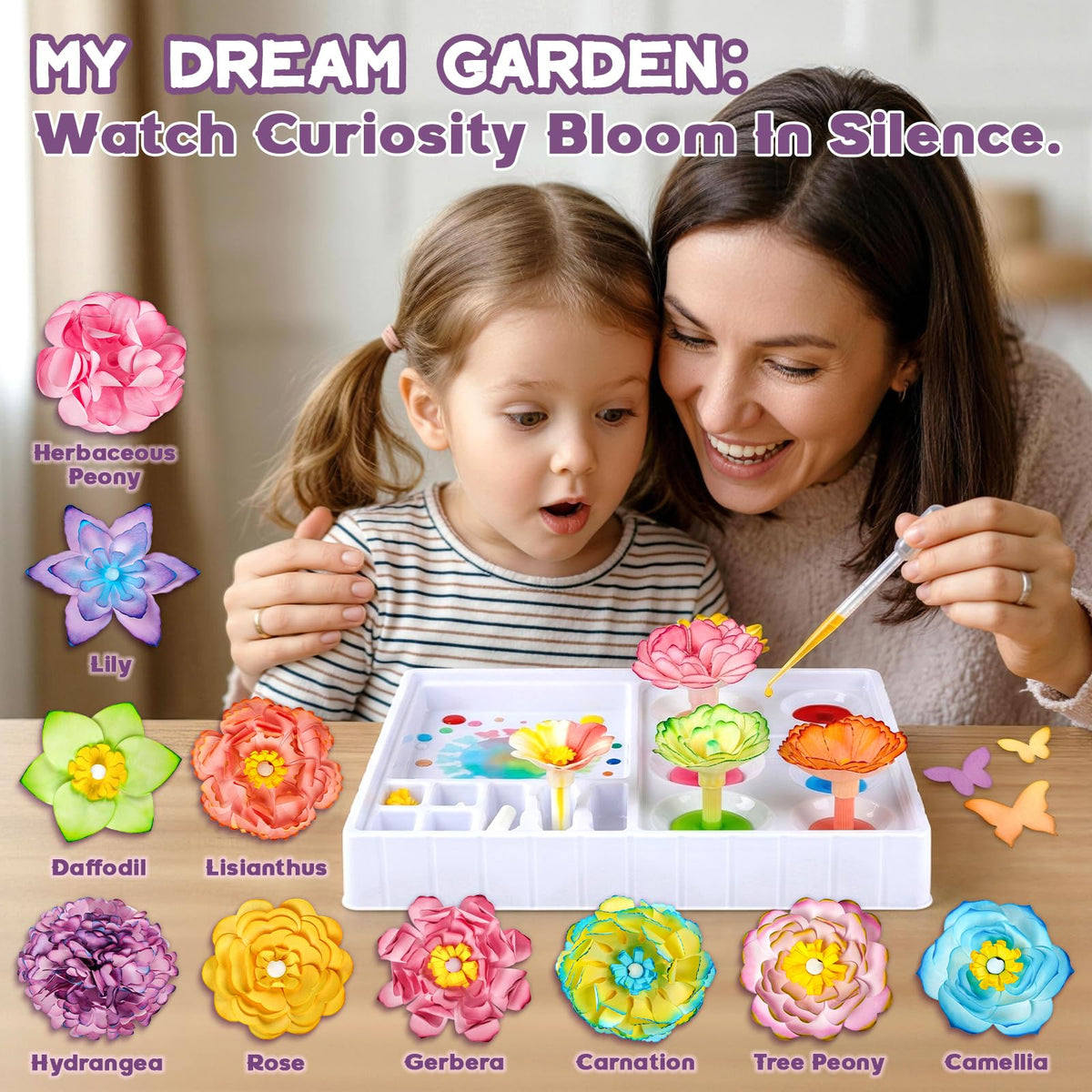 SOCBTNSO Paper Flower Crafts Kit for Kids, Bloomjoy Magic Petal Arts and Crafts Color Science, DIY Bouquet Maker, Flower Making Kit for Girls Age 6 7 8 9 10 11 12, Gifts for Mother Grandma Daughter