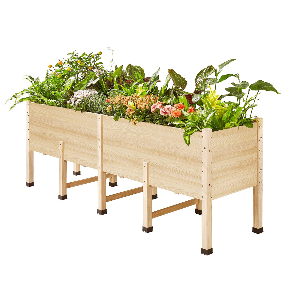 AMERLIFE 7x2 Ft Raised Garden Bed, 16 Inch Depth Featuring Legs, Drainage Holes, Ideal for Deep Rooted Vegetables, Flowers, Herbs, Elevated Wood Planter Box for Balcony, Patio, Backyard, Easy Assembly
